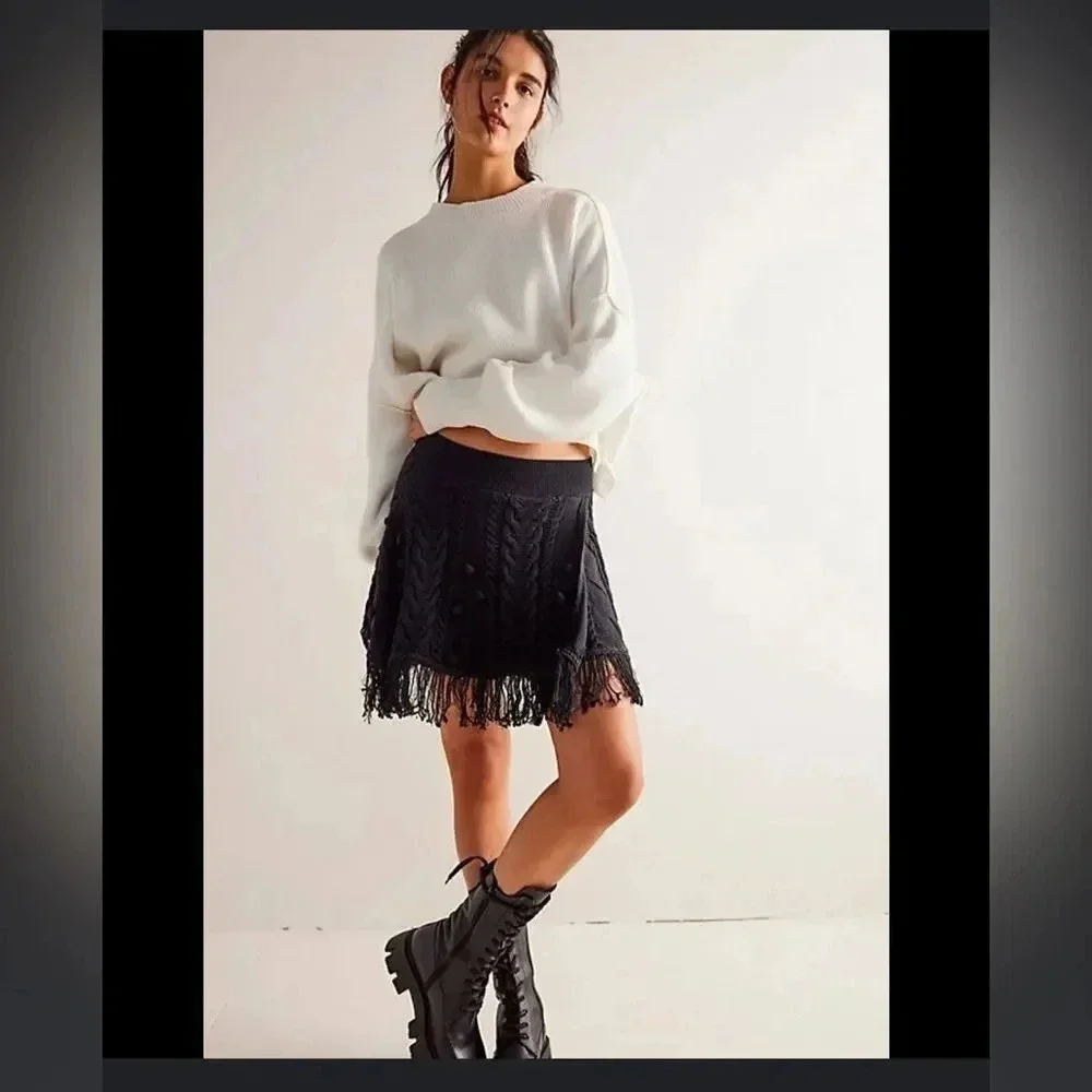FREE PEOPLE Let's Get Cozy Swit Mini Skirt